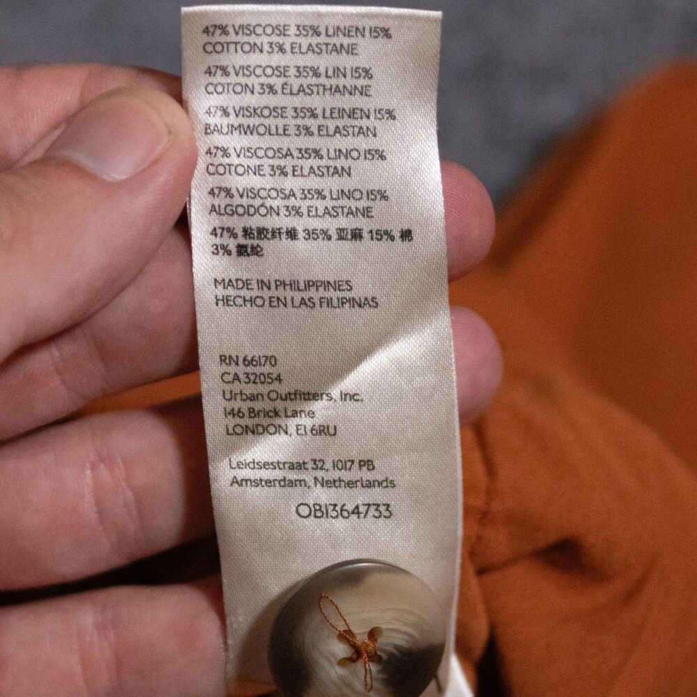 Maeve Anthropologie Colette Wide Leg Crop Pants Women's 28x26 Linen Blend Orange - Picture 4 of 6